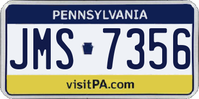 PA license plate JMS7356