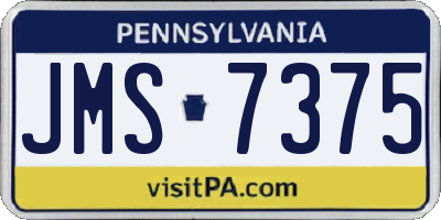 PA license plate JMS7375