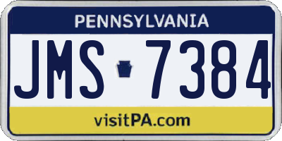 PA license plate JMS7384