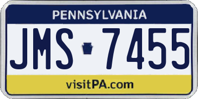 PA license plate JMS7455