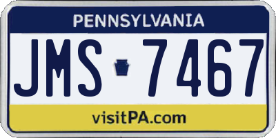 PA license plate JMS7467