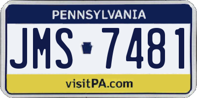 PA license plate JMS7481