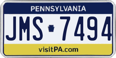 PA license plate JMS7494
