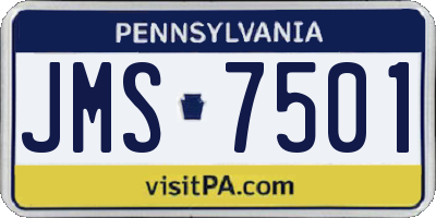 PA license plate JMS7501