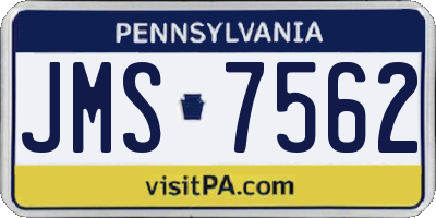 PA license plate JMS7562