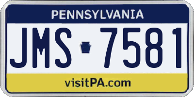 PA license plate JMS7581