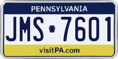 PA license plate JMS7601