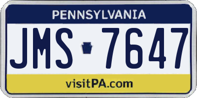 PA license plate JMS7647