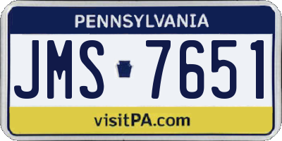 PA license plate JMS7651