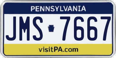 PA license plate JMS7667