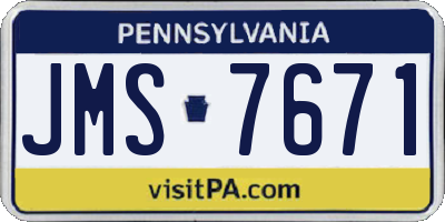 PA license plate JMS7671
