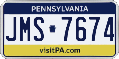 PA license plate JMS7674