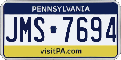 PA license plate JMS7694