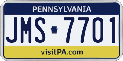 PA license plate JMS7701