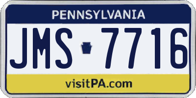 PA license plate JMS7716
