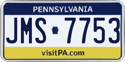 PA license plate JMS7753