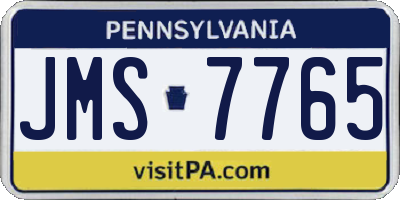 PA license plate JMS7765
