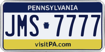 PA license plate JMS7777
