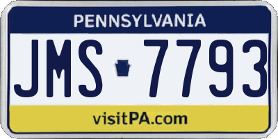 PA license plate JMS7793