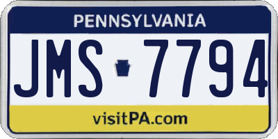PA license plate JMS7794