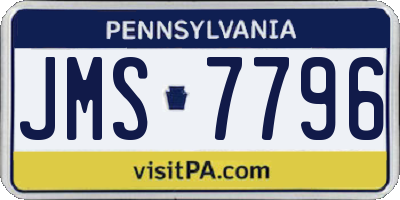 PA license plate JMS7796