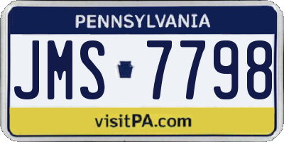 PA license plate JMS7798