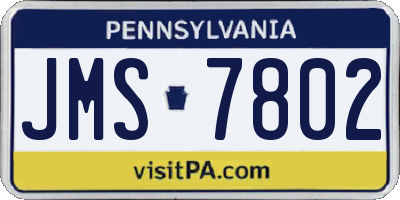 PA license plate JMS7802