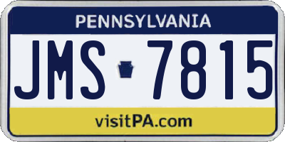 PA license plate JMS7815