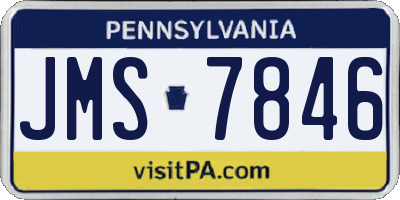 PA license plate JMS7846