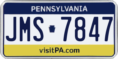 PA license plate JMS7847
