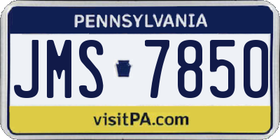PA license plate JMS7850