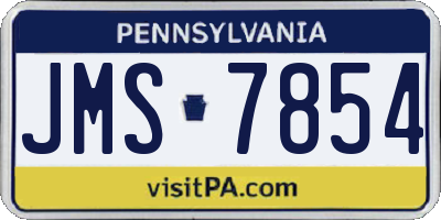 PA license plate JMS7854