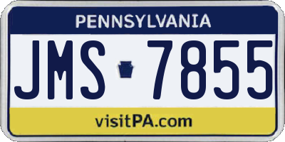 PA license plate JMS7855