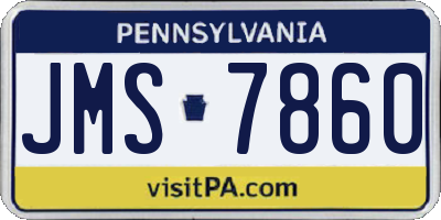PA license plate JMS7860