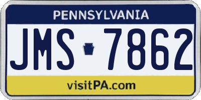 PA license plate JMS7862