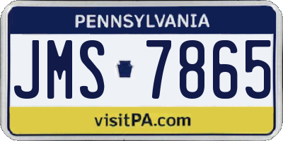 PA license plate JMS7865