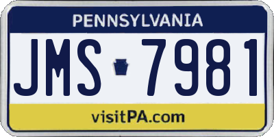PA license plate JMS7981
