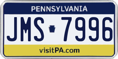 PA license plate JMS7996