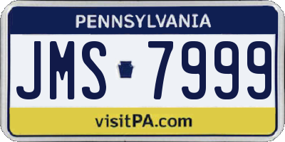 PA license plate JMS7999