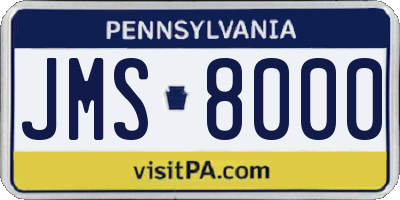 PA license plate JMS8000