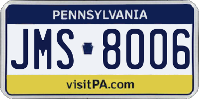 PA license plate JMS8006