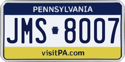 PA license plate JMS8007