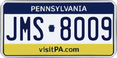 PA license plate JMS8009