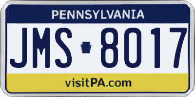 PA license plate JMS8017
