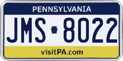 PA license plate JMS8022