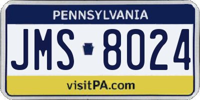 PA license plate JMS8024
