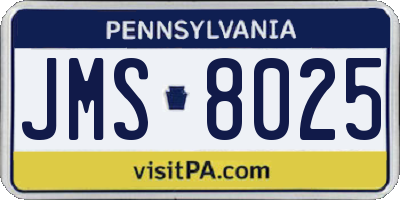 PA license plate JMS8025
