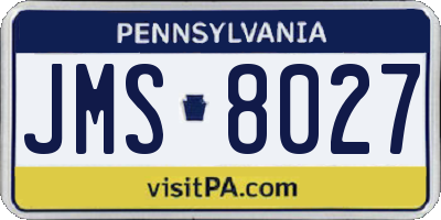 PA license plate JMS8027