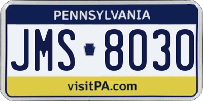 PA license plate JMS8030