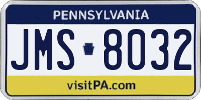 PA license plate JMS8032